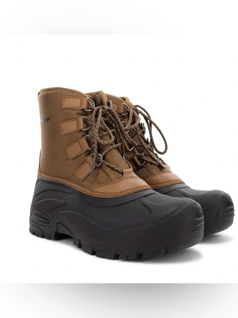 Men's Insulated Brown Snow Boots with Black Rubber Toe